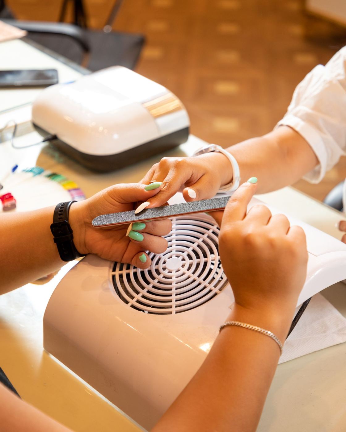 Manicure in progress